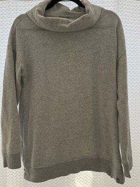 T by Talbots Gray Cowl Neck Tunic Sweatshirt Side Zips Size M